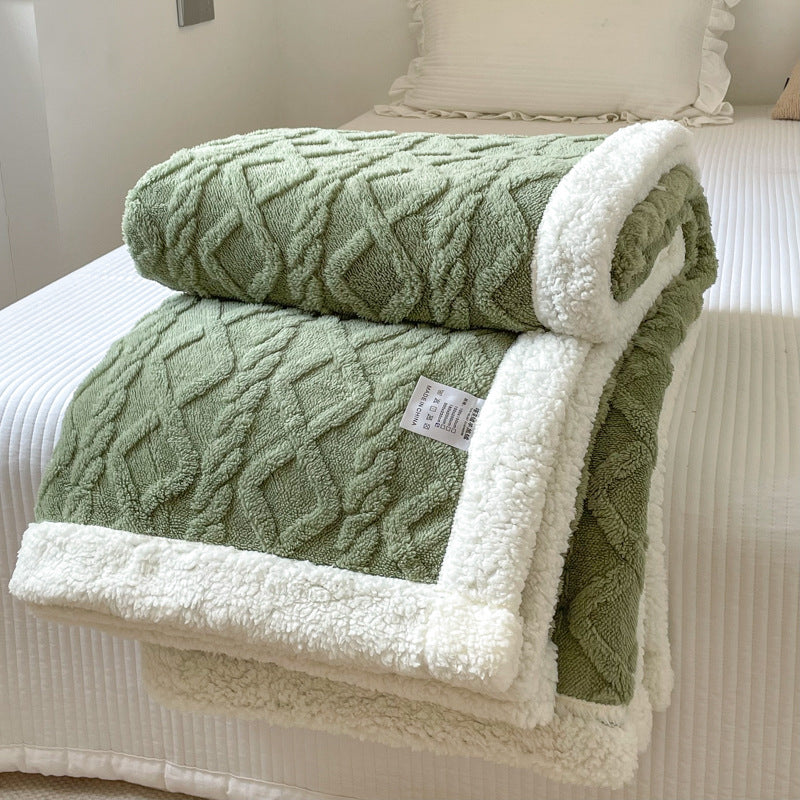Couverture polaire double couche (Automne/Hiver) – Polaire épaisse et chaude pour siestes au bureau, canapés-lits