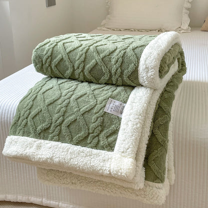 Couverture polaire double couche (Automne/Hiver) – Polaire épaisse et chaude pour siestes au bureau, canapés-lits