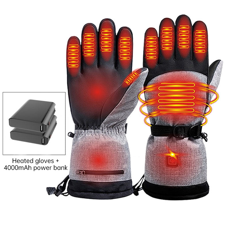 Gants chauffants électriques - Gants d'hiver chauds rechargeables et imperméables pour le ski, la motoneige et les activités de plein air