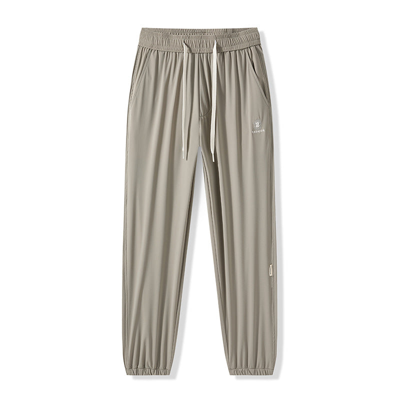 Men's Lightweight Ice Silk Elastic Ankle-Cuff Casual Pants