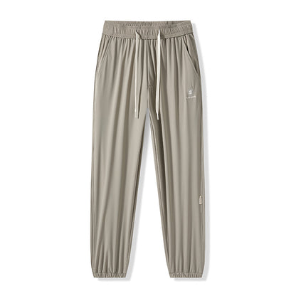 Men's Lightweight Ice Silk Elastic Ankle-Cuff Casual Pants